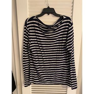 Navy blue and white stripe top